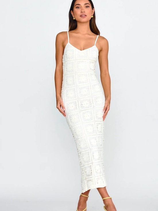 Here Comes The Sun Dresses & Skirts - Cayman Sunset Crochet Midi Dress White Beachy Vacation Ready Feminine Brunch